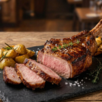 Tomahawk de cerdo en reducción de Oporto